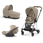 Cybex Platinum Trio Mios 3.0 Cozy Beige Telaio Chrome Brown con Cloud T plus 